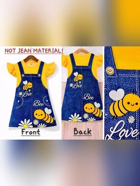 Girls Blue Yellow Overall Dress Size 2T/3T (Size 100)